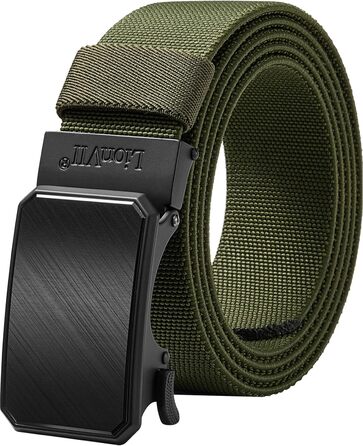 Еластичний тактичний пояс LionVII з автоматичною пряжкою, робочий пояс для чоловіків, обхват талії 75-125 см (28-49 дюймів), колір зелений