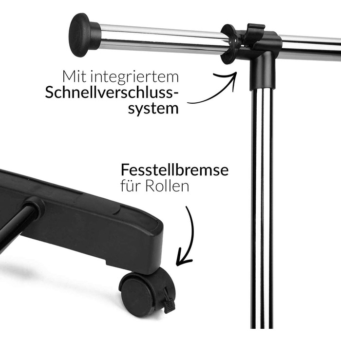 HELDENWERK Clothes Rail with Wheels - Coat Rack Stand, Stable and Load-Bearing - Extendable Clothes Rail