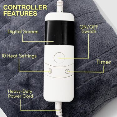 Електрична ковдра Marco Paul: тепла флісова ковдра для тіла, для розслаблення та зняття болю в спині, для дивана (сірий фліс)