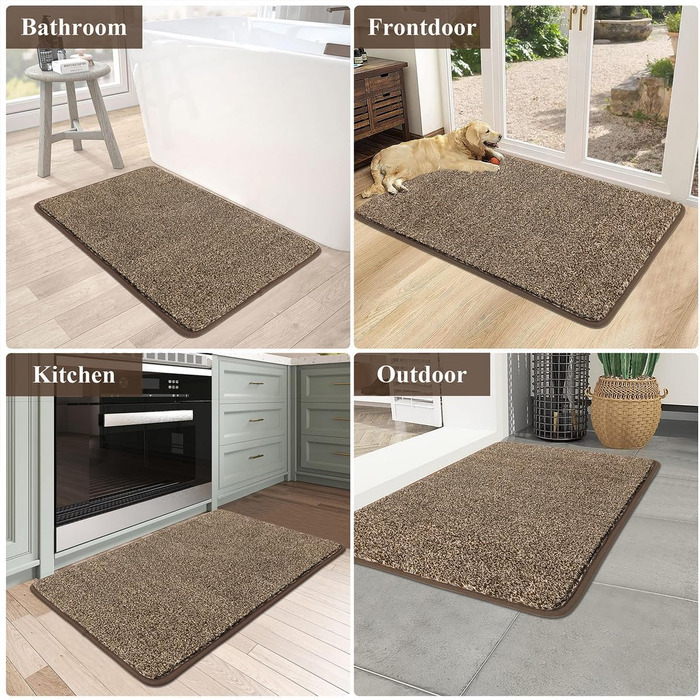 Привратний килимок Pauwer протиковзний та зносостійкий, мийний килим для вхідних дверей, тераси та саду (60 x 90 см, Коричневий)