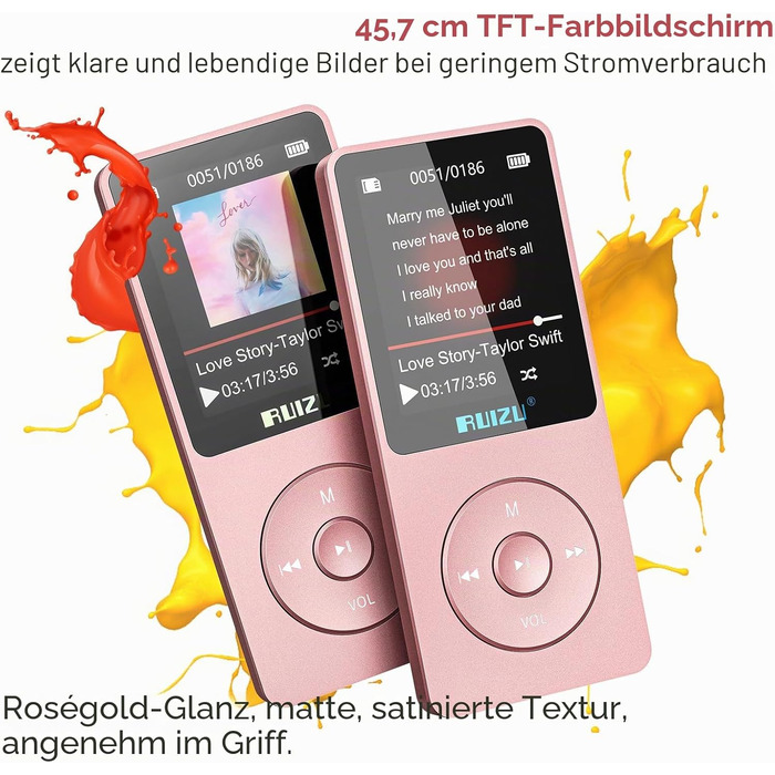 MP3 плеєр RUIZU 32GB з Bluetooth 5.3, екраном 1.8