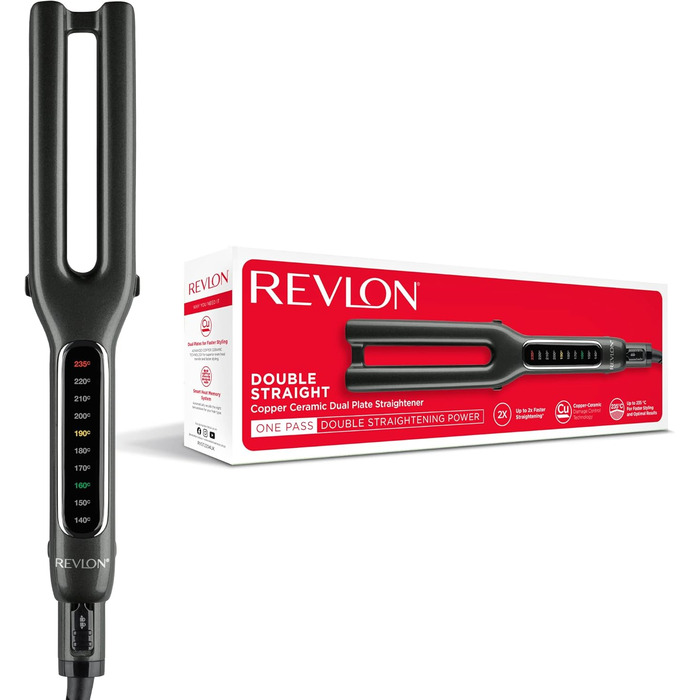 Revlon SmoothStay 25mm Coconut Oil Infused Straightener with Travel Pouch - Adjustable Temperature up to 235°C