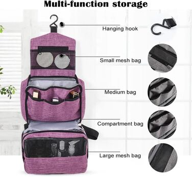 Чоловіча сумка-органайзер для туалетних аксесуарів з гачком, водонепроникна, для подорожей (фіолетовий)