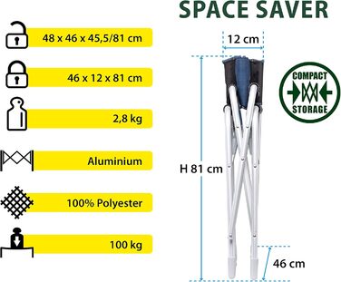 Крісло розкладне Brunner Regista Captain Azzurro/Nero (Чорний/Синій) - комфортне для кемпінгу та відпочинку