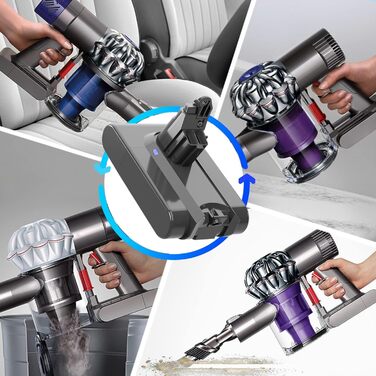 Замінна батарея для пилососа Dyson V7, 8000 mAh, сумісна з моделями Motorhead Pro Absolute, Fluffy, Car + Boat, Mattress, Motorhead, Allergy, Wireless, 229687
