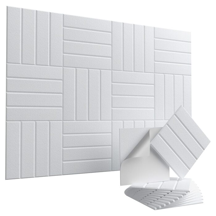 Акустичні панелі Vieshful самоклеючі від шуму з фетру, 30x30x1 см, білі (10 шт) — звукопоглинаючі плити для стін, студії, дому та офісу
