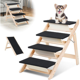 Сходинка для собак та котів 2-в-1, розкладна, 65.5 см, 4 сходинки, вантажопідйомність 80 кг, з антиковзним килимком
