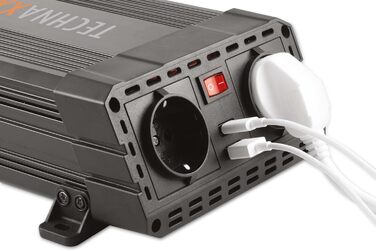 Автомобільний інвертор Technaxx TE19 12V–230V, 600Вт, 2x Schuko, 2x USB, сертифікований TÜV Rheinland