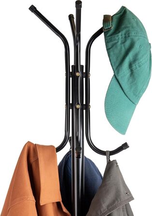 Mind Reader Alloy Collection Coat Rack with 11 Hooks, Metal, Colored (Black)