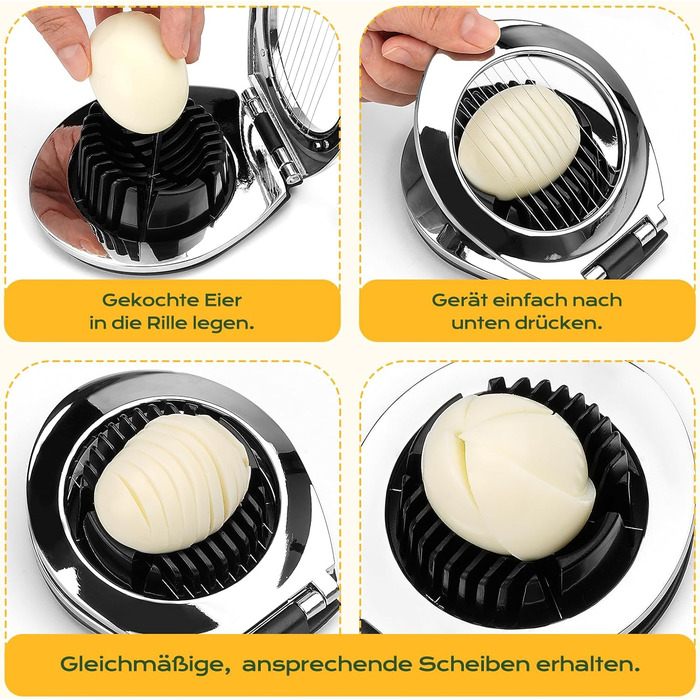 Ніж для яєць BIBURY з нержавіючої сталі 2-в-1, професійний слайсер для яєць, грибів, м'яких фруктів (безпечний для миття у посудомийній машині)