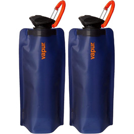 Eclipse Plastic Collapsible/Rollable Water Bottle, Reusable (1 Liter, 33 Ounces - 2 pack, Night Blue)