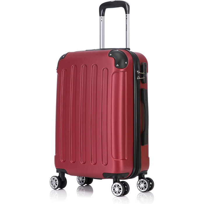 Чемодан Flexot® F-2045, набір 3 шт. (16 кольорів), ручна поклажа, валіза, тріумф, ролер, твердий корпус (M, Рубіново-червоний)
