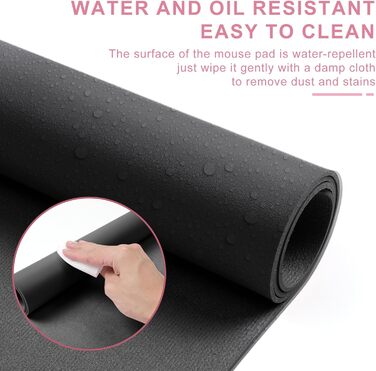 Підкладка для столу 80x40 см - XXL килимок для миші з PU-шкіри, вологостійкий та антиковзний - багатофункціональна підкладка для письма - для офісу/дому/ноутбука (Чорний)