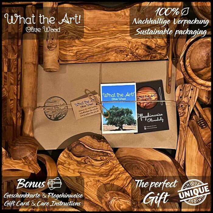 Набір «Half Rustic» з оливкового дерева What the Art!: 2 дошки для нарізання та 2 дип-тарілки ручної роботи, 30×14-17 см і 40×17-22 см, сервірувальні дошки для кухні, сири, закуски