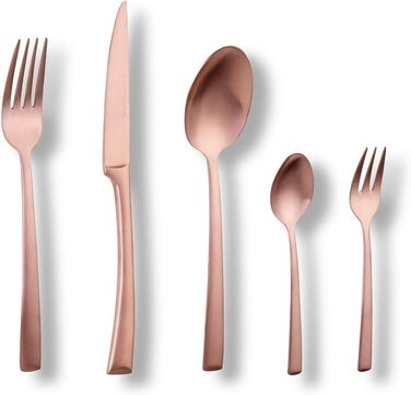 ECHTWERK Avelino Flatware Set, Bronze Edition, 20-Piece, Dinnerware Set for up to 4 People, 18/10 Stainless Steel, Matte Finish, High-Quality Cutlery Set, for Dining Table, Table Decoration for Weddings & Festive Tables