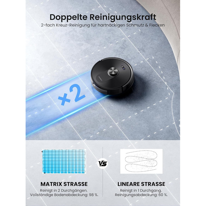 Робот-пилосос Proscenic Q10 з функцією миття, 8000Pa, 200 хвилин роботи, лазерна навігація, керування через додаток, Alexa, Siri, Apple Watch, пульт дистанційного керування для підлоги та килимів