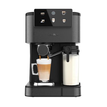 Кавомашина еспресо Cecotec Power Espresso 1350 Вт, 20 Бар, сенсорний дисплей, резервуар 1.5 л, капучинатор, подвійний холдер (ColdBrew Latte Dark)