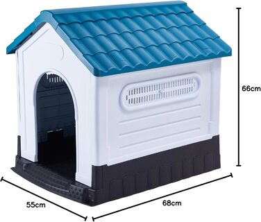 Lanco Small Dog Crate - Indoor/Outdoor Pet Kennel with Ventilation - Durable Blue & White 68x55x66cm