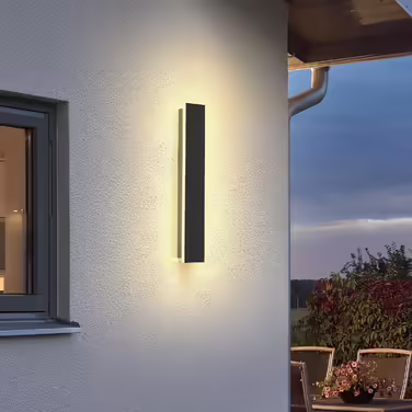 Long Villa Wall Lamp Black, Waterproof Outdoor Wall Light IP65, Aluminum Acrylic Outdoor Lamp for Gardens, Terraces, Bedrooms, Living Rooms, Indoors, 30cm/12w, Warm Light