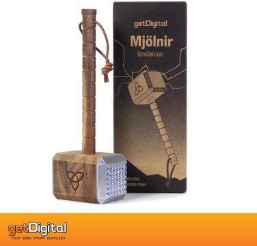 М'ясний молоток Thor Mjölnir getDigital з акації, алюмінієві насадки, руни