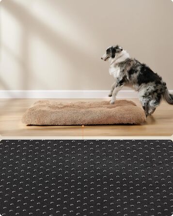 Ліжко для собак Feandrea, м'який килимок для собак, плюшевий килимок, 65 x 45 см, м'яка підкладка, можна прати в пральній машині, багатофункціональне, Ombré Grey PGW200G01 Ombré Grey (122 x 74 x 10 см, верблюжий колір)