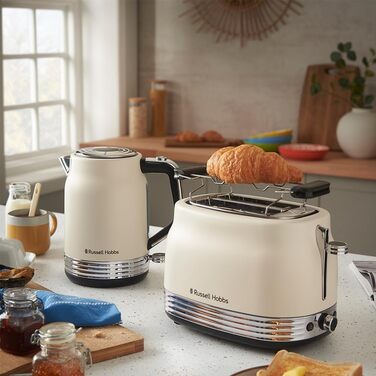 Електричний чайник Russell Hobbs Hanley Retro Jasmine 1.7л, 2400W, нержавіюча сталь, кремово-білий, вінтажний дизайн