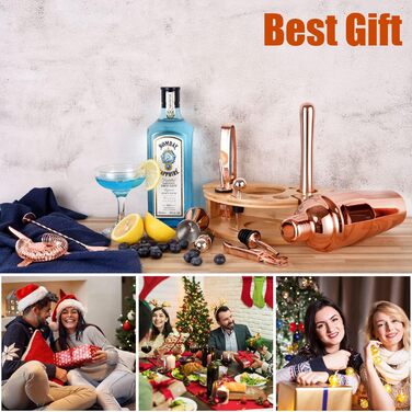 Набір шейкерів для коктейлів Esmula 750 мл, 12 предметів, з рецептами, рожеве золото