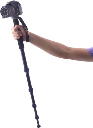 Штатив для камери FOSOTO з алюмінію, 5 секцій, 165 см, чорний + синій (сумісний з Canon, Nikon, Sony, Panasonic, DSLR)
