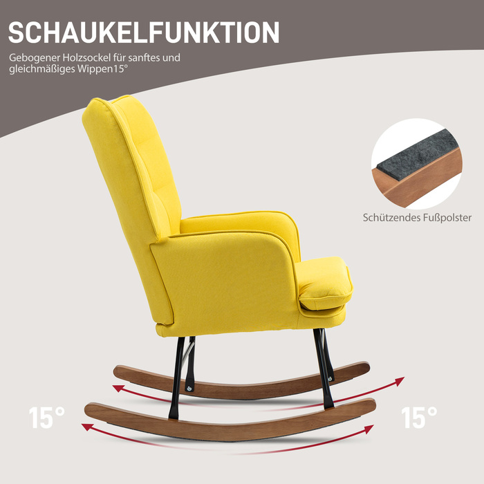 HOMCOM Rocking Chair Glider with Ottoman, Recliner Armchair, Linen-Look, Holds up to 130 kg, Beige for Living Room & Relaxation