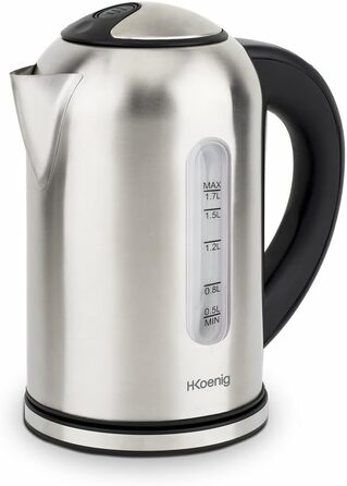 Електричний чайник H.Koenig Inox 1.7L з програмуванням температури, 2200W (сріблястий)