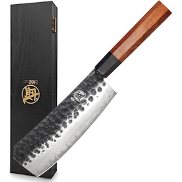 Японський ніж Santoku Mitsumoto Sakari 19 см, ручка з рожевого дерева, сталь з високим вмістом вуглецю, в подарунковій коробці