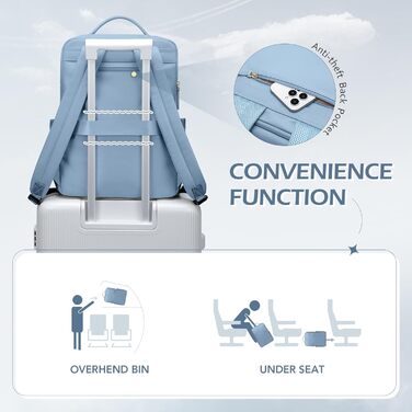 Рюкзак для ноутбука 16 дюймів, водонепроникний, для чоловіків та жінок, ідеальний для роботи, навчання, подорожей та велосипеда (Nebelblau, 16 дюймів)