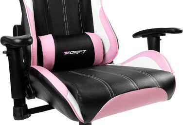 Ігрове крісло DRIFT DR175PINK, екошкіра, 2D-підлокітники, клас 4, рожево-чорне