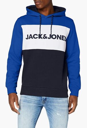 Чоловічий теплий худі з логотипом JACK & JONES Basic Kapuzen Sweatshirt, класичний синій колір, Regular Fit