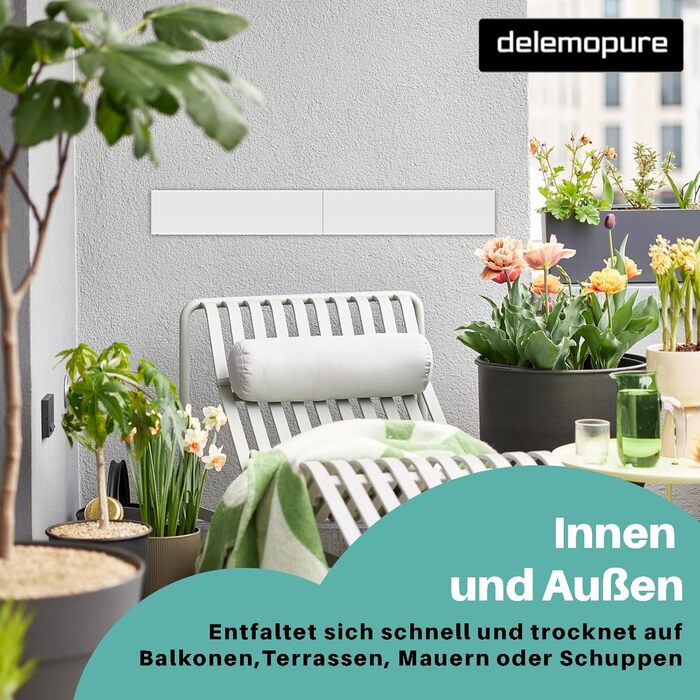 Сушарка для білизни настінна 80 см, висувна стійка, мотузка для білизни, настінний сушар, вантажопідйомність 30 кг, розкладний, економний для балконів/маленьких квартир/стін