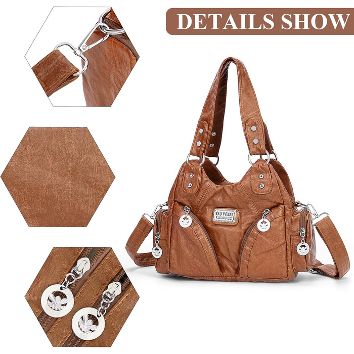 Сумка жіноча TIAASTAP Klein City Vintage коричнева шкіряна через плече Hobo Bag з багатьма відділеннями