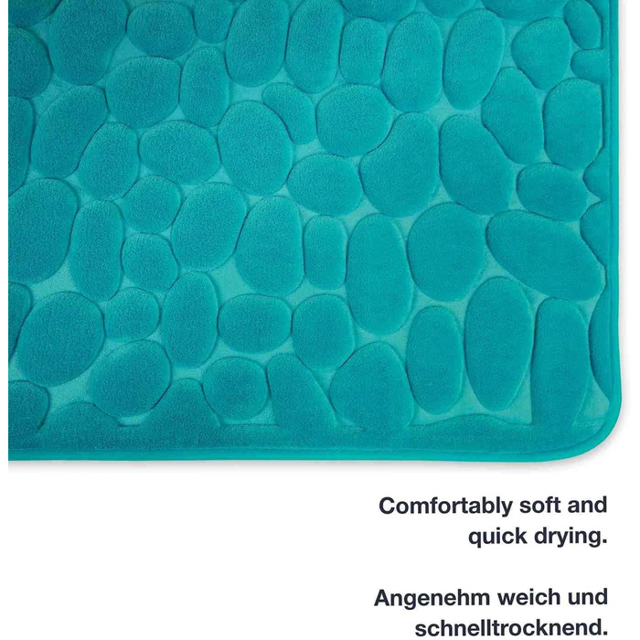 Memory Foam Bathroom Rug - Non-Slip Washable & Quick-Dry Bath Mat - 50x80 cm Petrol