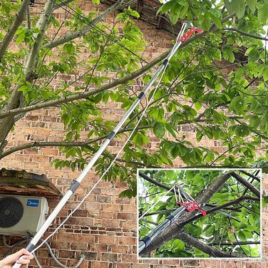 Telescopic Pruning Saw with Pole Saw, 82-402cm Pole Saw with Telescopic Handle, Adjustable Length Pulley Garden Saw Tree Saw, Lightweight Stainless Steel Telescopic Saw High Reacher, Manual Tree Shears for High Branches
