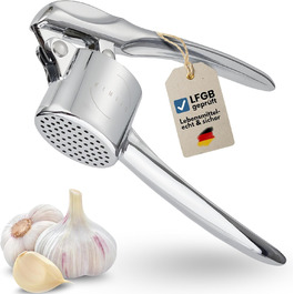 Прес для часнику з нержавіючої сталі - міцний та ергономічний, для зручного подрібнення часнику. Виготовлений з масивного цинкового лиття, підходить для миття в посудомийній машині.
