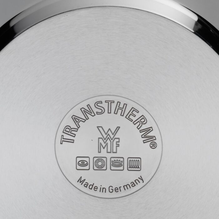 Каструля WMF Gourmet Plus 16 см з нержавіючої сталі Cromargan® з металевим кришкою та відводом пари, 1.4 л, для індукційних плит, з внутрішньою міткою, матова, з ручкою