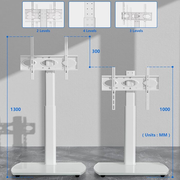 Adjustable TV Stand with Swivel Mount - Fits 32-65 Inch Flat & Curved TVs - Max VESA 400x400mm, 35kg
