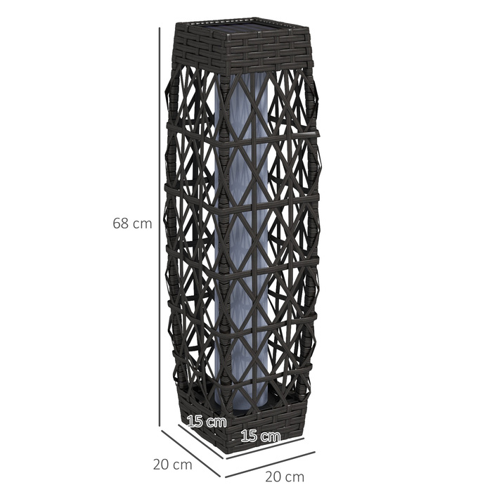 Outsunny Solar LED Garden Light with Rattan and Light Sensor, Grey, UV-Resistant for Outdoor Use