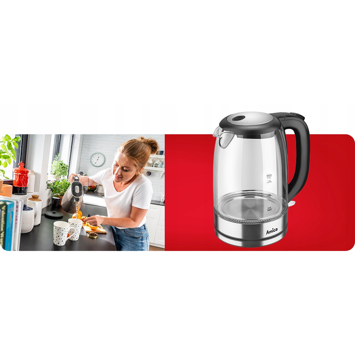 Електричний чайник Amica KD 2050G, 2200 Вт, 1,7 л, сріблястий/сірий