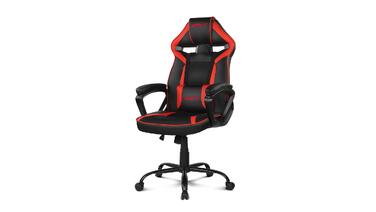 Ігрове крісло DRIFT GAMING DR50 (DR50BL) професійне, регульоване по висоті, з підлокітниками та функцією гойдання, штучна шкіра, чорно-червоне, 67x122-131x67 см