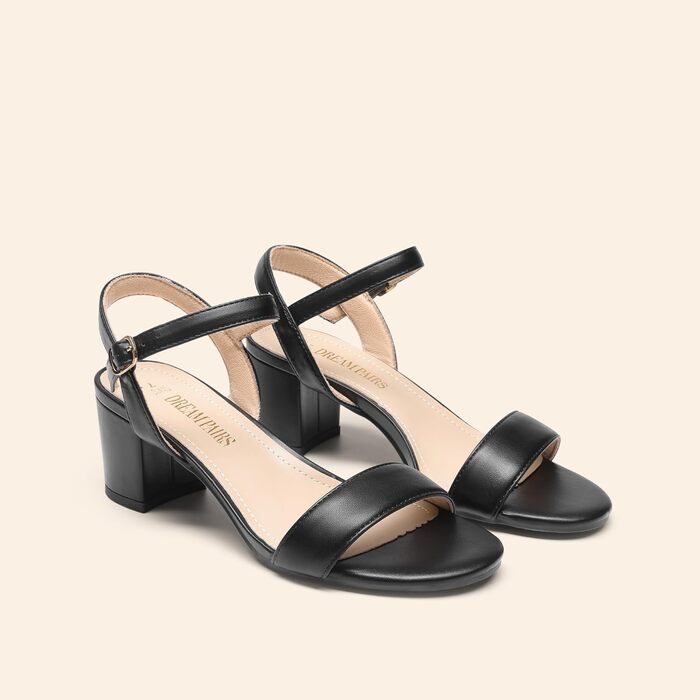 Жіночі босоніжки DREAM PAIRS на високих підборах, чорні, з відкритим носком, широка колодка (38.5 EU, PU шкіра)