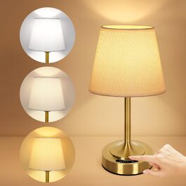 Акумуляторна LED настільна лампа OUTON з зарядкою та димером, 3 кольори світла, 4000mAh, до 60 год роботи, золота - 1 шт.