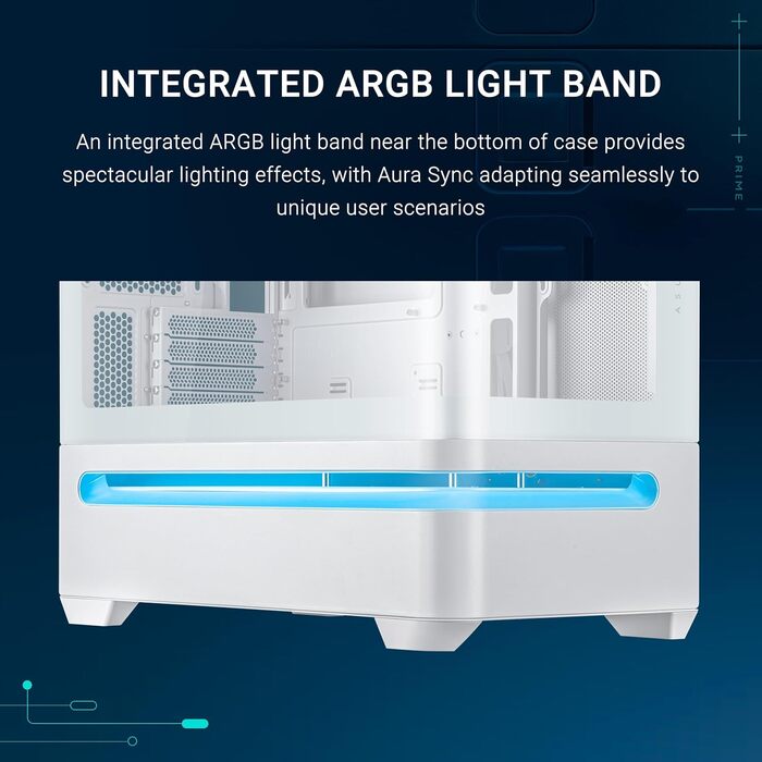 Корпус ПК ASUS PRIME AP202 mATX з ARGB підсвічуванням та скляною панеллю, підтримка GPU до 420 мм