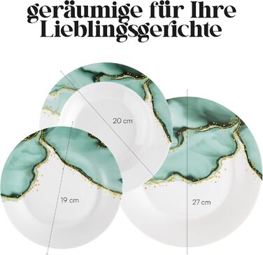 Сервіз Baroni Home на 6 осіб: 18 предметів з порцеляни, стиль мармур