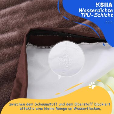 KSIIA Orthopedic Dog Bed for Large Dogs, XL Washable Dog Cushion Fluffy Dog Mat Dog Mattress with Removable Cover in 105x70x8cm (L 120 x W 75 x H 9 cm, Praline)