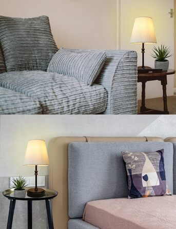 Торшер на тумбочку з сенсорним керуванням, регульована яскравість, 31.5 см, ретро-дизайн, чорний. Ідеальний подарунок на Новий Рік та Різдво